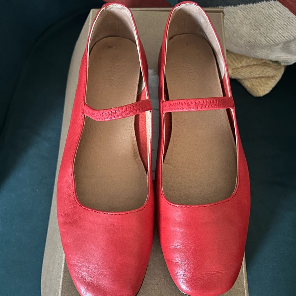 Madewell greta red flats sz 6.5